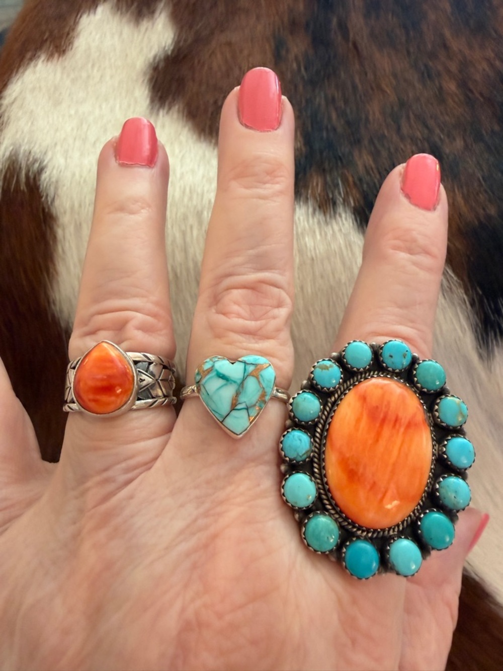 ❤️Kingman MINT DAHLIA HEART Turquoise Minimalist Sterling Southwestern Ring Sz 8 - Picture 3 of 14